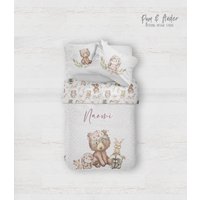 Woodland Bedding Set, Mädchenkleinkindbettwäsche, Babydecke, Personalisierte Bettwäsche von PamAndAnder