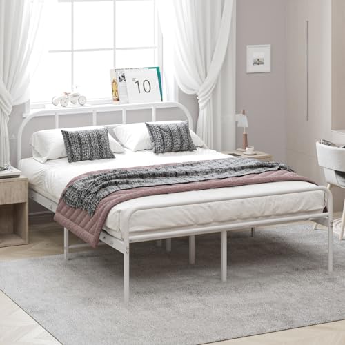 Panana Metal Bed Frame, Metal Single and Double Size Bed, 32 centimetres high, Sturdy Structure, Providing Sufficient Storage Space for Children and Adults,Weiß von Panana