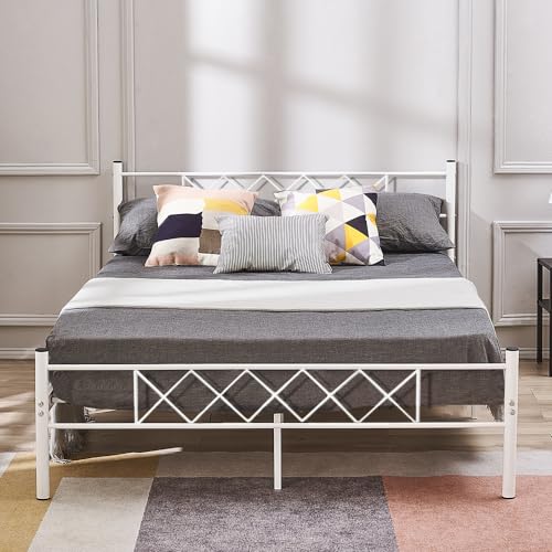 Panana NEUES Muster 4ft6 Metallbettgestell Kleines Doppelbett Massives Bettgestell mit 2 Kopfteilen Neu (140X200cm/Schwarz, Doppel) von Panana