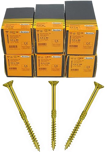Eurotec Paneltwistec AG - gelb verzinkt Senkkopf Spanplattenschrauben Holzschraube Torx (100, 5,0 x 120mm) von Paneltwistec AG