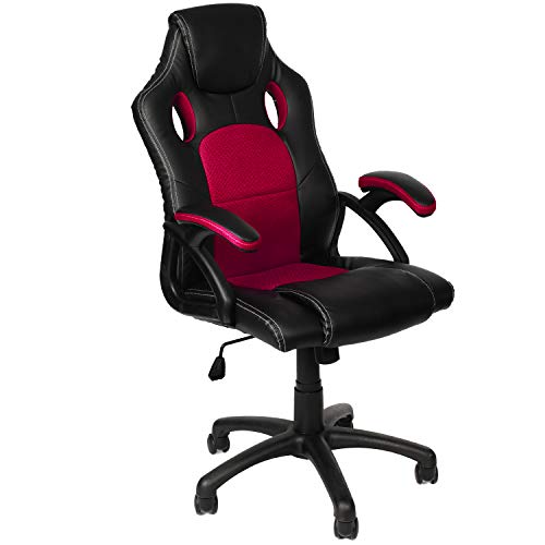 Panorama24 Gamer Stuhl Gaming Schreibtischstuhl Chefsessel Bürostuhl Ergonomisch, Weinrot, 9 Farbvarianten, gepolsterte Armlehnen, Wippmechanik, belastbar bis 150 kg, Lift TÜV geprüft von Panorama24