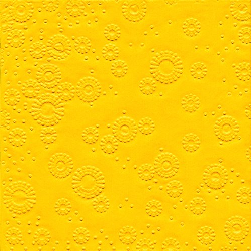 32 Lunch servietten geprägt Momente Uni gelb (Moments"Uni yellow")1/4 gefalzt, 3-lagig, geprägt Größe offen: 33x33 von Paper+Design