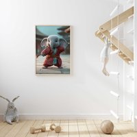 Elefanten Portrait/Kung Fu Elefant Poster Premium Ap3109 Animal Art Wandbild Wandbilder von PapergramArt