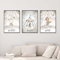 Kinderzimmer Poster Set Premium P720/Zirkus Babyzimmer Wandbild Wandbilder von PapergramArt