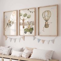 Kinderzimmer Poster Set Premium P722/Safari Boho-stil Babyzimmer Wandbild Wandbilder von PapergramArt