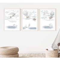 Kinderzimmer Poster Set Premium P727/Tiere Auf Dem Meer Babyzimmer Wandbild Wandbilder von PapergramArt