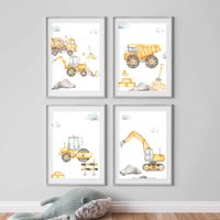 Kinderzimmer Poster Set Premium P757/Baustelle Babyzimmer Wandbild Wandbilder von PapergramArt