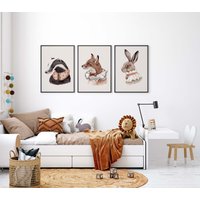 Kinderzimmer Poster Set Premium P774/Tierpotraits Babyzimmer Wandbild Wandbilder von PapergramArt