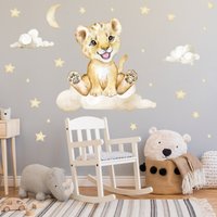 Niedliche Baby Löwe Wandtattoo Kinderzimmer Aufkleber Babyzimmer Tiere Aquarell V273 von PapergramArt