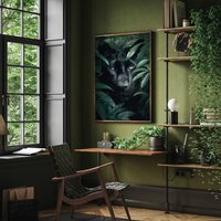 Schwarzer Panther Portrait Im Dschungel Black Poster Premium Ap3044/Animal Art Wandbild Wandbilder von PapergramArt