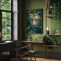 Tiger Portrait Im Dschungel Poster Premium Ap3043/Animal Art Wandbild Wandbilder von PapergramArt