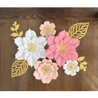 Papierblumen - Set Mit 5 Wandblumen, Papierblumen, Baby Mädchen Blumen, Wanddekoration von PapierFleursByAnge