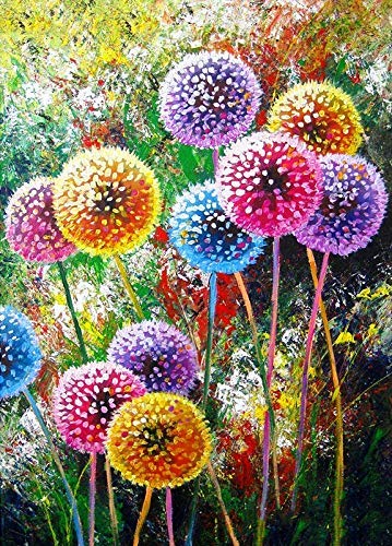 ParNarZar 5D DIY Diamant Painting Bilder Bunter Pusteblume 35x45 cm Rund Stein Voll Set FüR Erwachsene Kreuzstich Kunsthandwerk Leinwand von ParNarZar