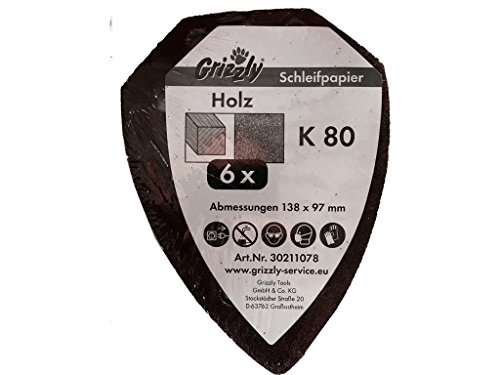 Schleifblatt Set K80 (6St) für Parkside Akku Handschleifer PAHS 12 A1 IAN 88933 von Parkside