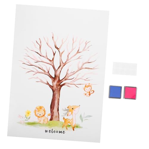 Parliky 1 Set Gästebuch Gästebuch Gender Reveal Ideen Gender Reveal Kit Gender Reveal Partyzubehör Gender Reveal Gefälligkeiten Fingerabdruck Baum Schild Gender Reveal Party von Parliky