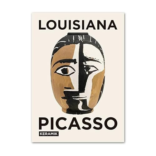 Parom Mesgt Picasso Minimalistische Poster und Drucke Abstrakte Wandkunst Retro Gesicht Picasso Leinwand Gemälde Ästhetische Bilder für Wohnkultur 50x70cmx1 Kein Rahmen von Parom Mesgt