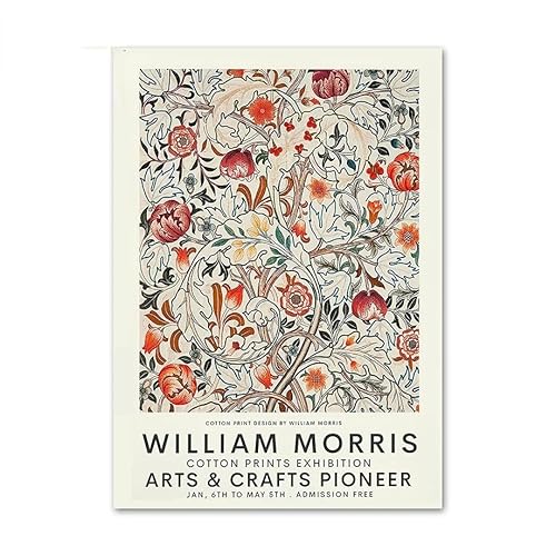 Parom Mesgt William Morris Ästhetische Wandkunst Nordische Poster und Drucke Blume Blatt Leinwand Malerei Ausstellungsbilder für Wohnzimmer Dekor 50x70cmx1 Kein Rahmen von Parom Mesgt