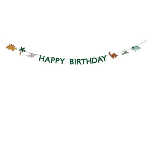 Happy Birthday Girlande 11x450cm - Banner mit Dinosaurier Motiv - Deko Kindergeburtstag Geburtstag - Grün von PartyDeco