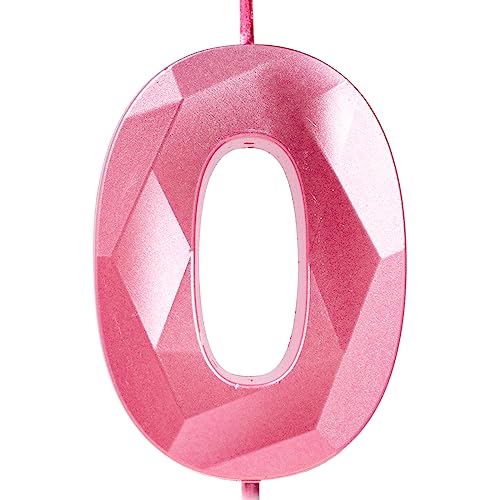 PartyWoo Geburtstagskerzen Zahlen, 7cm Geburtstagskerzen Rosa, Kerzen Geburtstag, Geburtstag Kerzen, Tortendeko Geburtstag, Kuchendeko Geburtstag, Geburtstagskerzen für Geburtstagsdeko (Nummer 0) von PartyWoo