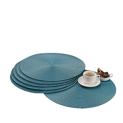 Zero Blue Tischset - 6er Set 38 cm - Outdoor und Indoor Platzdeckchen Dinner Mats Tisch Tischsets Sets 6er Set Runde Tischsets, Tischplatzdeckchen, Essplatzmatten, Tischdekoration, Gedeckter Tisch von Pasabahce