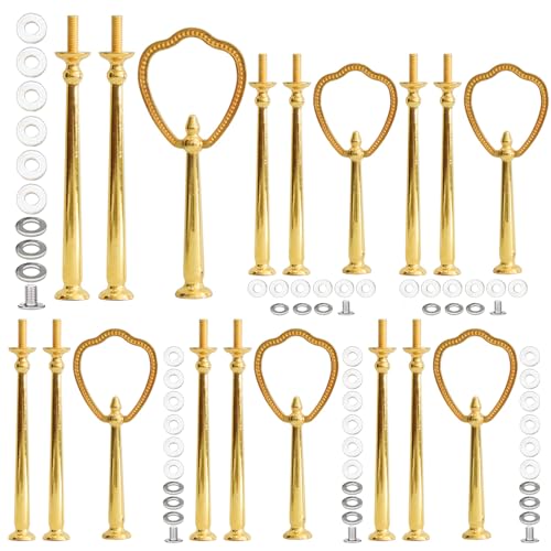 Pasdrucn 6 Pack Etageren Stangen Set, 3 Etagen Etagere, Etagere Stangen, Etagere Bausatz Vintage Metallstange, Hochzeitstorte Tortenständer Für Tortenhalter Torten (Gold) von Pasdrucn