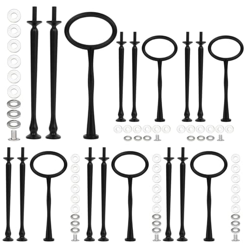 Pasdrucn 6 Pack Etageren Stangen Set, 3 Etagen Etagere Schwarz, Etagere Stangen, Etagere Bausatz Vintage Metallstange, Metallstangen Mittellochausstech Für Tortenhalter Torten (Schwarz) von Pasdrucn