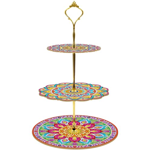 Pasdrucn DIY Diamond Painting Etagere 3 Etagen, 5D Diamond Painting Etagere, DIY Diamant-Malerei 3 Etagen Tortenständer, 3 Stöckige Kuchenplatte, Cupcake Ständer Mit Etageren Stangen Set (Paket 4) von Pasdrucn