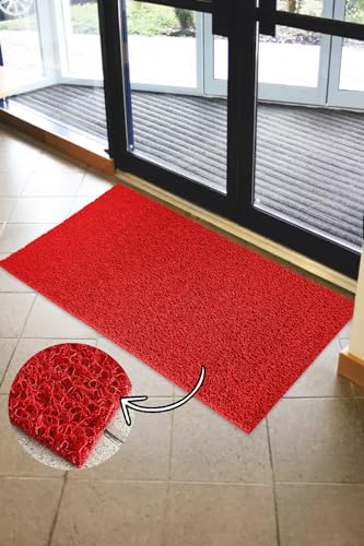 Paspas Yap Außentürmatte, lockige Fußmatte, wasserabweisend (Rot, 80x400) von Paspas Yap