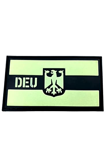 Deutsches Deutschland DEU Wappen Flagge Taktisch PVC Airsoft Klettverschluss-Flecken Kader Patch (Schwarz Leuchten im Dunkeln) von Patch Nation