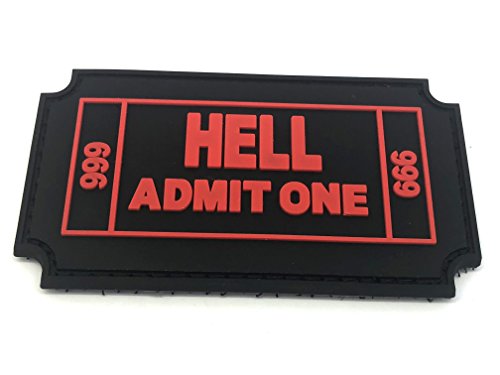 Hell Admit One 666 Fahrkarte PVC Airsoft Klett Emblem Abzeichen (Schwarz) von Patch Nation