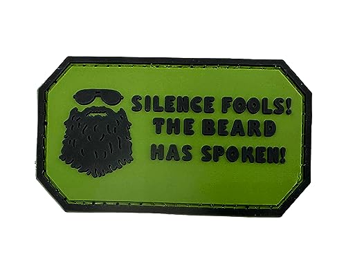 Patch Nation Silence Fools The Beard Has Spoken PVC Airsoft Patch Grün von Patch Nation