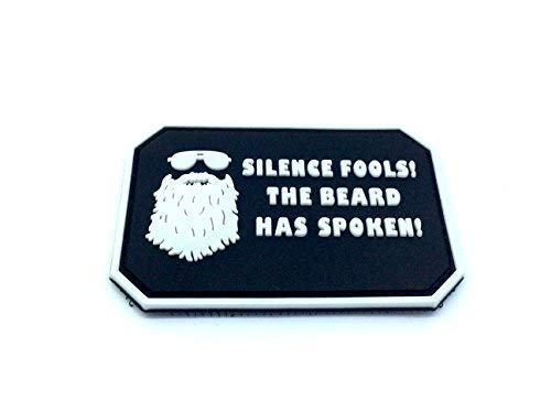 Patch Nation Silence Fools The Beard Has Spoken Schwarz PVC Airsoft Paintball Klettverschluss-Flecken Kader Patch von Patch Nation