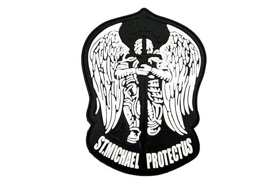 Patch Nation St Michael Protect Us Tactical PVC Airsoft Paintball Cosplay Patch (schwarz leuchtet im Dunkeln) von Patch Nation