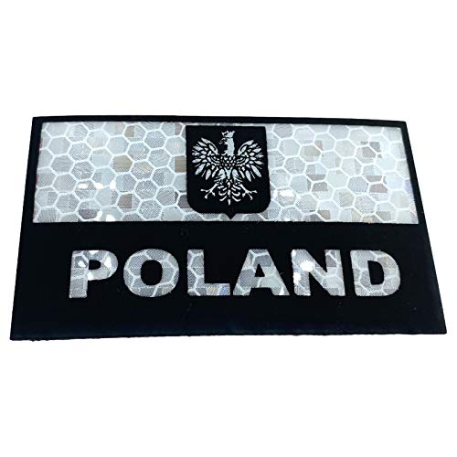 Poland Polska Reflektierend Flagge Taktisch Airsoft Laserschnitt Patch (Schwarz) von Patch Nation