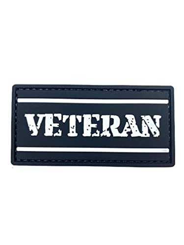 Veteran Taktisch PVC Airsoft Paintball Klettverschluss-Flecken Kader Patch (Schwarz) von Patch Nation