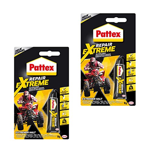 Pattex Repair Extreme, 2x 8 g Tube nicht-schrumpfender und flexibler Alleskleber, temperaturbeständiger Reparaturkleber, starker Kleber für innen und außen von Pattex