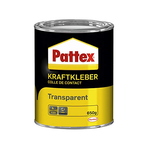 Pattex Kraftkleber Transparent, extrem starker Kleber für höchste Festigkeit, Alleskleber für den universellen Einsatz, hochwärmefester glasklarer Klebstoff, 1 x 650g von Pattex