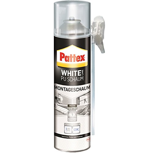 Pattex White Line PU Schaum, Montageschaum mit feiner, homogener Zellstruktur, Isolieren, Füllen und Fixieren, Weiß, 1 x 500 ml von Pattex