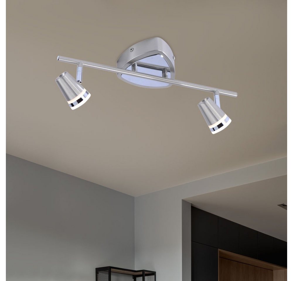 etc-shop LED Deckenspot, LED-Leuchtmittel fest verbaut, Warmweiß, LED Decken Leuchte Stahl Lampe Spots verstellbar Wohn Zimmer von etc-shop