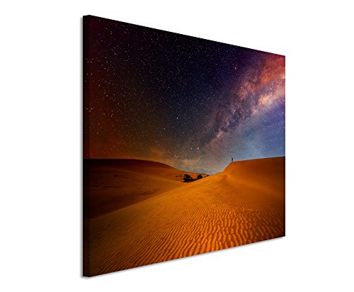 Paul Sinus Art Fotoleinwand 90x60cm Naturfotografie – Wüste unter dem Sternenhimmel auf Leinwand Exklusives Wandbild Moderne Fotografie für ihre Wand in vielen Größen von Paul Sinus Art