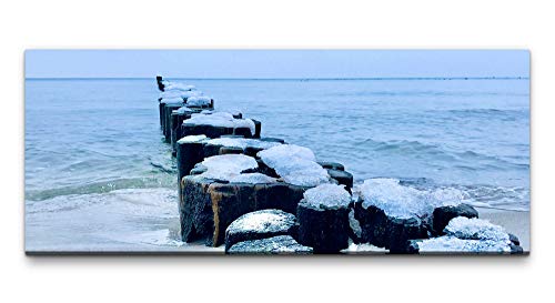 Paul Sinus Art Ivi König Wandbild 100x40cm Buhne Schnee Winter Meer EIS Horizont Ostsee von Paul Sinus Art