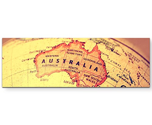 Paul Sinus Art Leinwandbilder | Bilder Leinwand 120x40cm Australien auf einem Globus von Paul Sinus Art