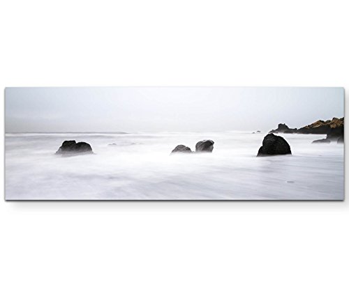 Paul Sinus Art Leinwandbilder | Bilder Leinwand 120x40cm Schwarzer Sand am Meer – Vik in Island von Paul Sinus Art