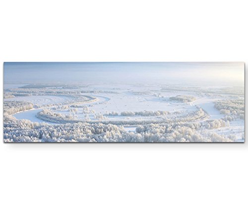 Paul Sinus Art Leinwandbilder | Bilder Leinwand 120x40cm Wald im Winter – Draufsicht von Paul Sinus Art