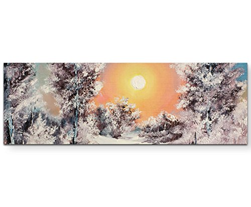 Paul Sinus Art Leinwandbilder | Bilder Leinwand 120x40cm Winter Morgen – Ölgemälde von Paul Sinus Art