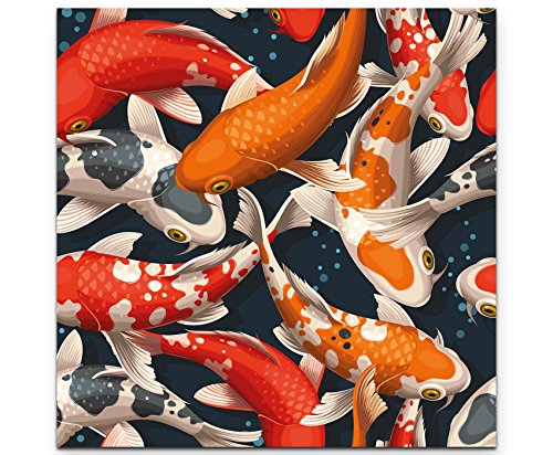 Paul Sinus Art Leinwandbilder | Bilder Leinwand 60x60cm Koi Fische von Paul Sinus Art