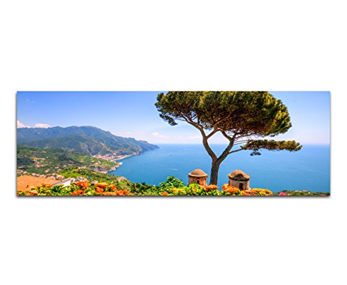 Paul Sinus Art Panoramabild auf Leinwand und Keilrahmen 120x40cm Italien Amalfi-Küste Meerblick Sommer von Paul Sinus Art