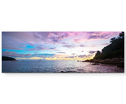 Paul Sinus Art Violetter Himmel am Meer - Panoramabild auf Leinwand in 150x50cm Paul Sinus Art Violetter Himmel am Meer - Panoramabild auf Leinwand in 150x50cm von Paul Sinus Art