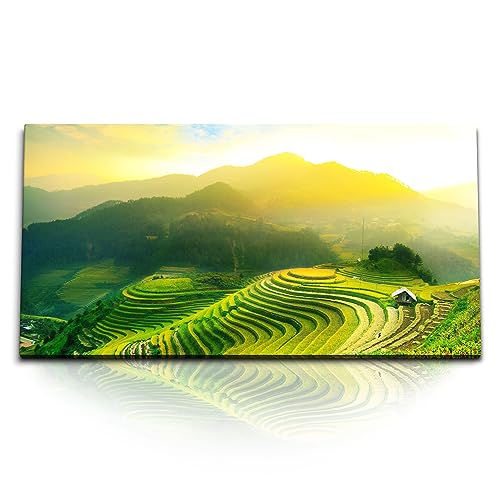 Paul Sinus Kunstdruck Bilder 120x60cm Vietnam Reisfelder Grün Natur Berge Reisanbau von Paul Sinus