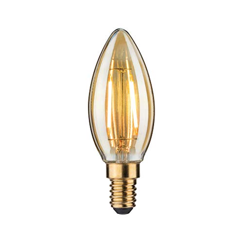 Paulmann 28364 LED Lampe Kerze 2,5W Gold Leuchtmittel Kerzenlampe Goldlicht E14 Vintage 230V Retro 2500K Glühfaden Warmweiß 220 Lumen von Paulmann